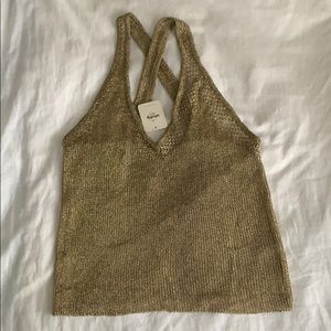 Free People Intimates Gold Mesh Tank